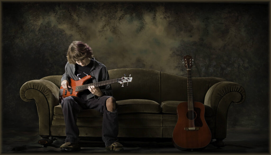 High School Senior Boy with guitar